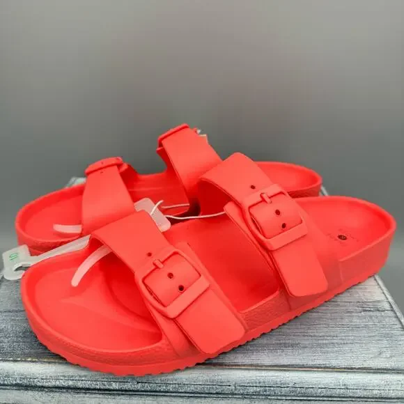 NEW Shade & Shore Women’s Neida EVA Two band Sandals Coral Red Size 10 - Picture 2 of 10